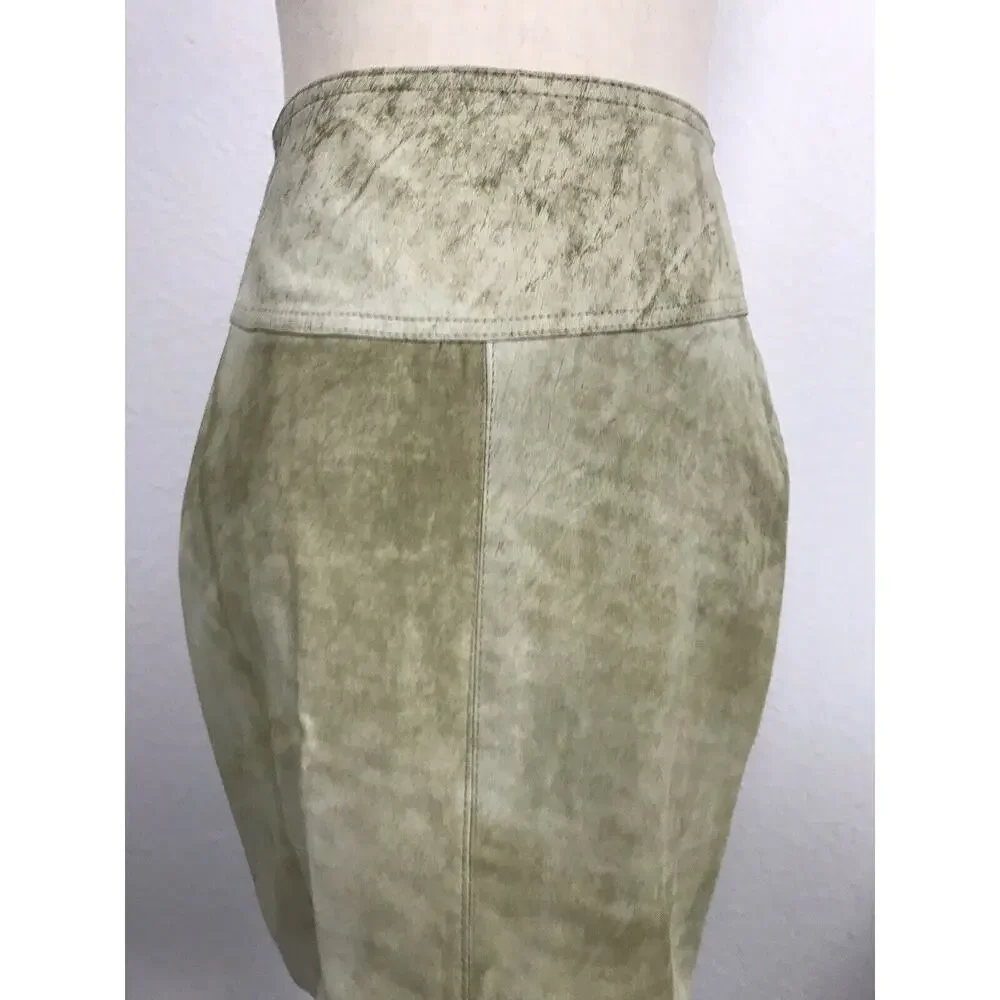 Winlit Vintage Distressed Leather Mini Pencil Straight Skirt